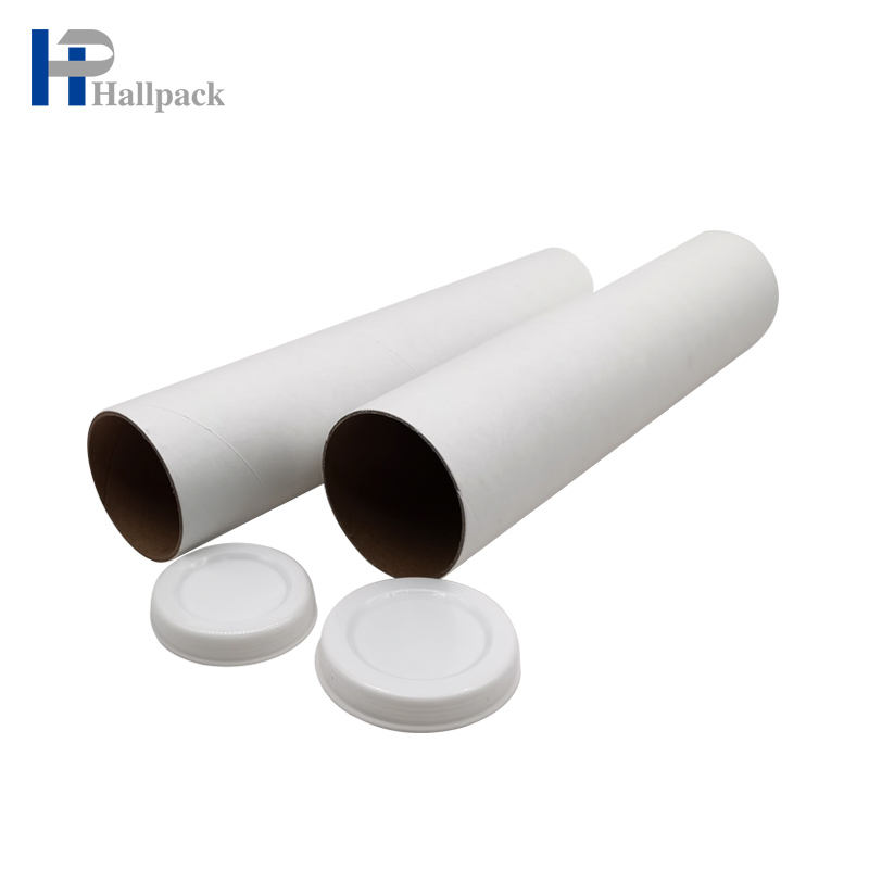 Tube d'expédition en carton, Tube d'emballage pour affiche postale, boîte ronde, Tube Kraft en papier blanc