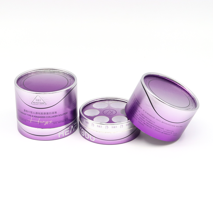 Emballage cosmétique de luxe fait sur commande de tube de papier de boîte de cylindre de carton pour la bouteille de parfum liquide de collagène d'huile essentielle