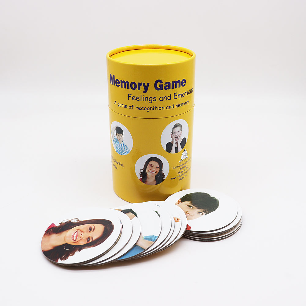 Autocollants créatifs personnalisés, emballage rond pour jeux de bonne mémoire, carte de monopole d'échecs volants, emballage de boîte aveugle pour jeu de marée