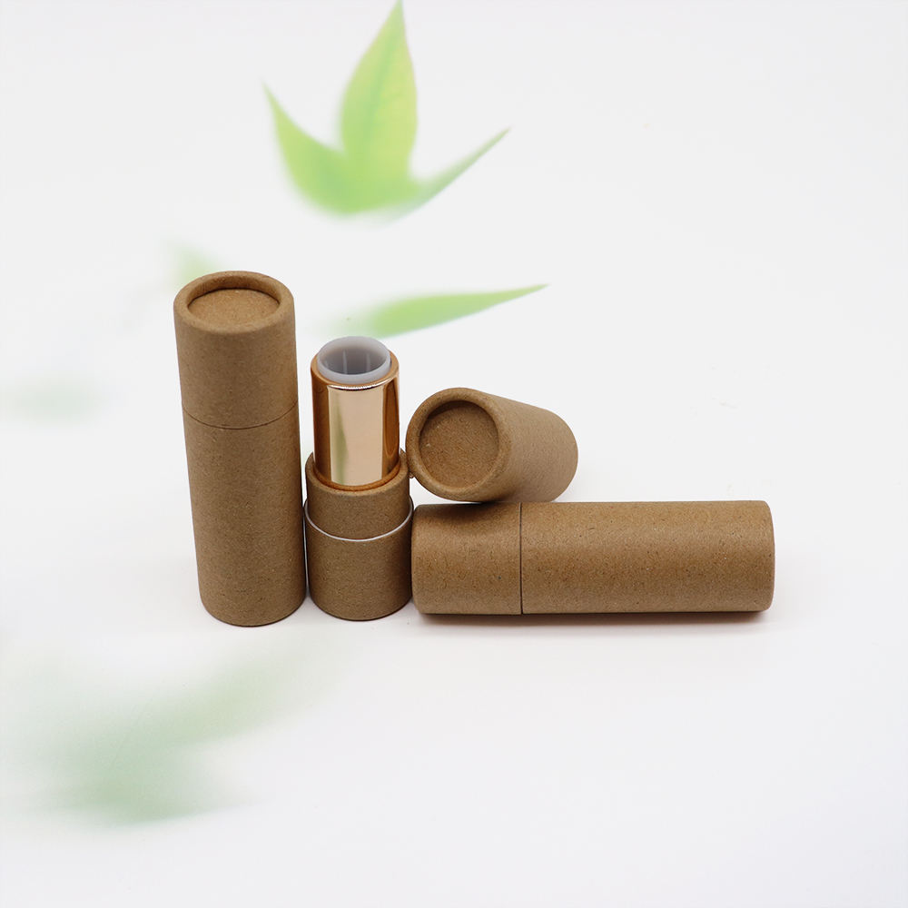 Emballage de tube de rouge à lèvres en papier kraft biodégradable Conçu par la marque Assiette en papier kraft rotative Caractéristiques d'utilisation artisanale de bougie Logo imprimé