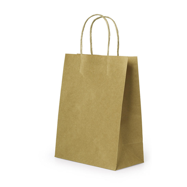 Sac d'emballage en papier kraft recyclable avec poignée de transport personnalisée en usine