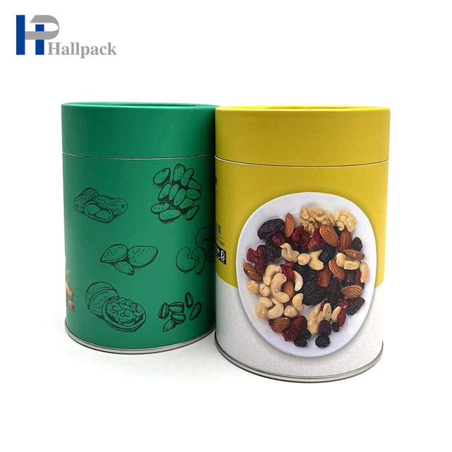 Récipient rond en gros de tube de papier de carton de thé de couvercle en métal avec le logo fait sur commande