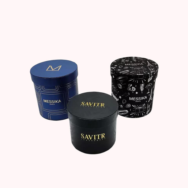 Boîte-cadeau faite sur commande de forme de cylindre de bord plat de tube de papier d'emballage de capacité élevée avec le tube de papier noir de couvercle