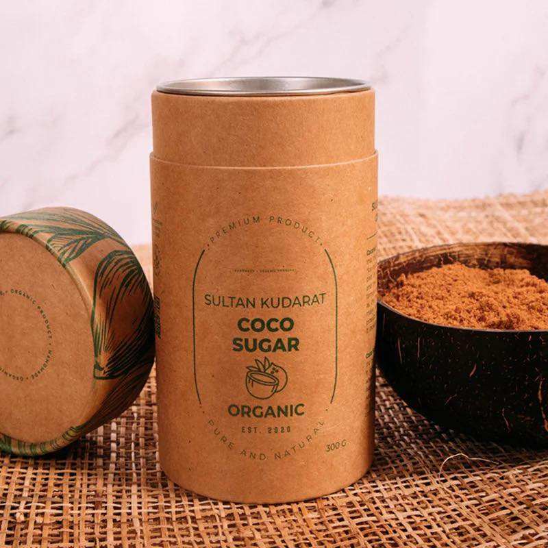 Boîte de cylindre d'emballage de thé en carton de papier de tube rond de Kraft recyclable imprimé par logo de vente chaude