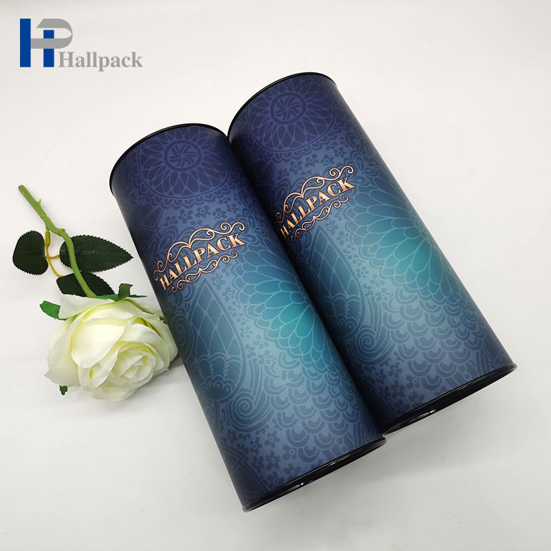 Emballage de tube rond de couvercle en métal de récipient de cylindre de carton de catégorie comestible de Hallpack