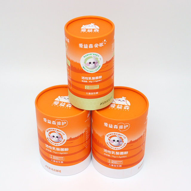 Emballage adapté aux besoins du client de tube de papier emballé par boîte de cylindre de carton de catégorie comestible écologique de conception pour des probiotiques de sucrerie de gâteau