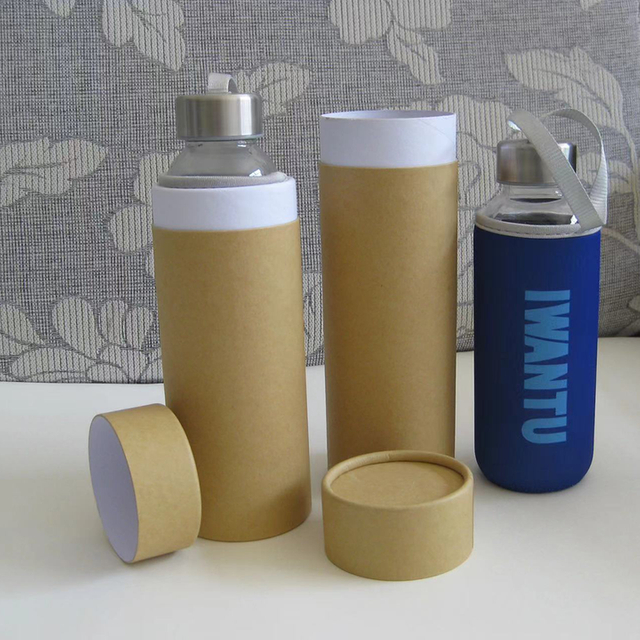 Papeterie personnalisée écologique, fournitures d'art, boîte cylindrique en carton, emballage en Tube de papier pour tasse, bouteille sous vide en verre d'eau