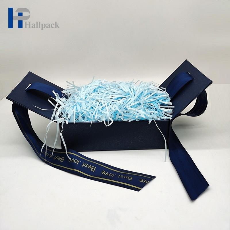 Emballage de boîte de ruban bleu de luxe pour parfum coffrets cadeaux personnalisés pour thé rouge à lèvres bière cils perruques outils