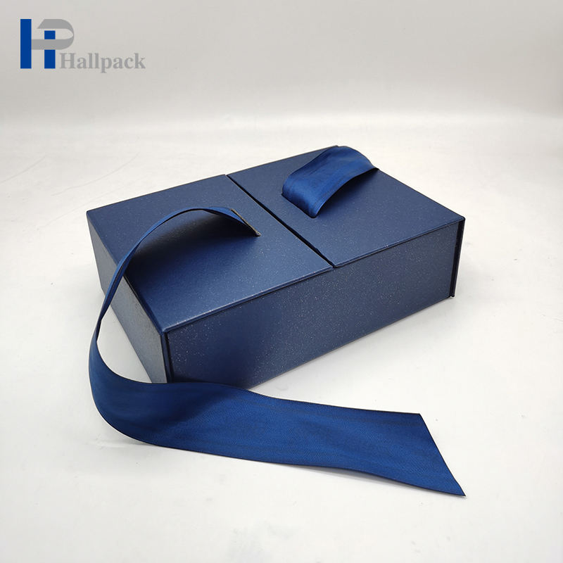 Emballage de boîte de ruban bleu de luxe pour parfum coffrets cadeaux personnalisés pour thé rouge à lèvres bière cils perruques outils
