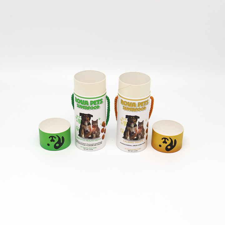 Emballage fait sur commande écologique de tube de papier de boîte de cylindre de carton d'emballage de catégorie comestible pour l'aliment pour animaux familiers
