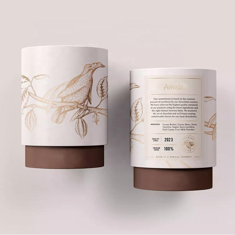 Boîte ronde de tube d'emballage de papier d'emballage recyclable pour le noyau de tube de papier d'impression d'or de catégorie comestible d'animal familier
