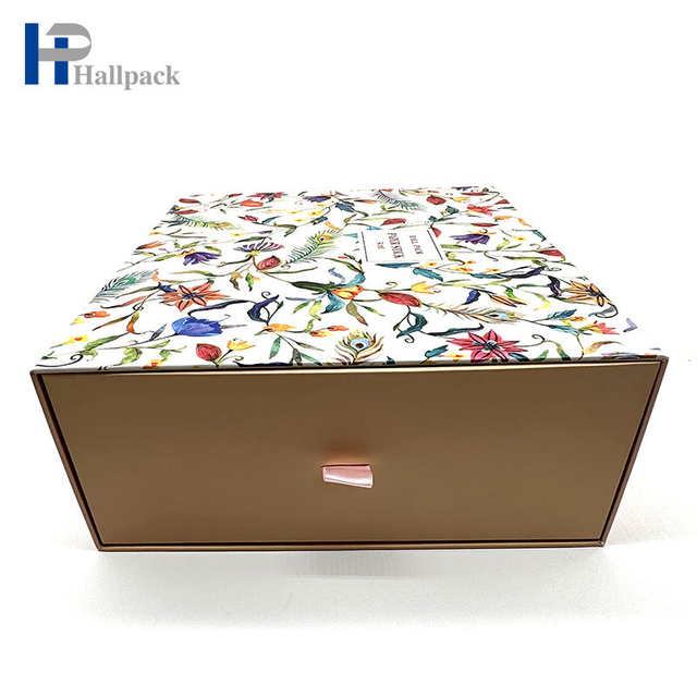 Emballage rigide dur de boîte de tiroir de carton d'impression faite sur commande avec la corde de ruban