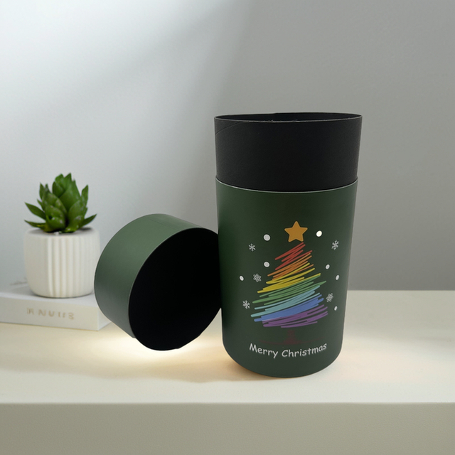 Tube rond en papier artisanal vert, cylindre écologique, offre spéciale