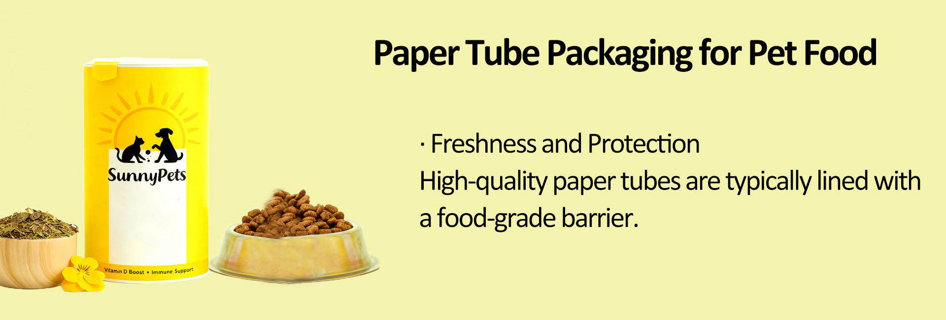Emballage de tube en papier pour nourriture pour animaux