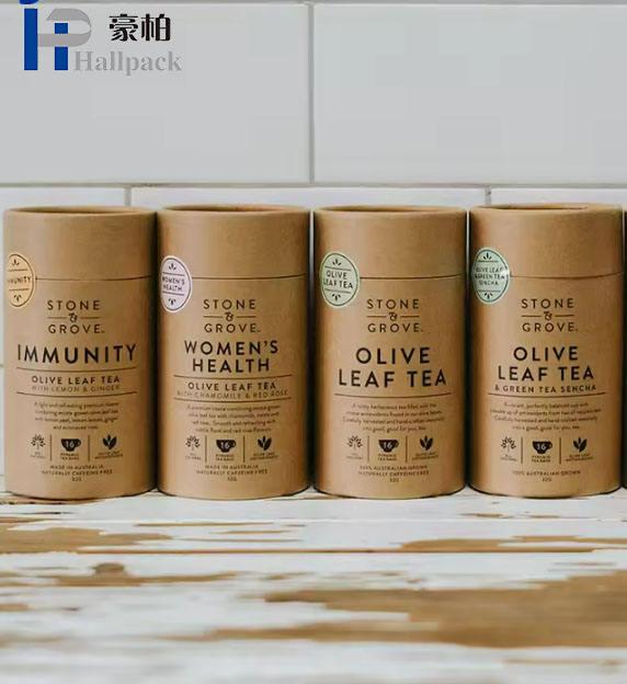 Conteneurs de stockage en carton à cylindre rond imprimés sur mesure pour café, thé, emballage alimentaire, cylindre rond en papier