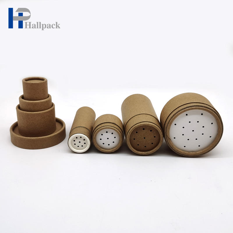 Tube de tamis en papier kraft de haute qualité, conception de tamis rond personnalisable pour les aliments, emballage de cylindre de puissance coloré et à moindre coût