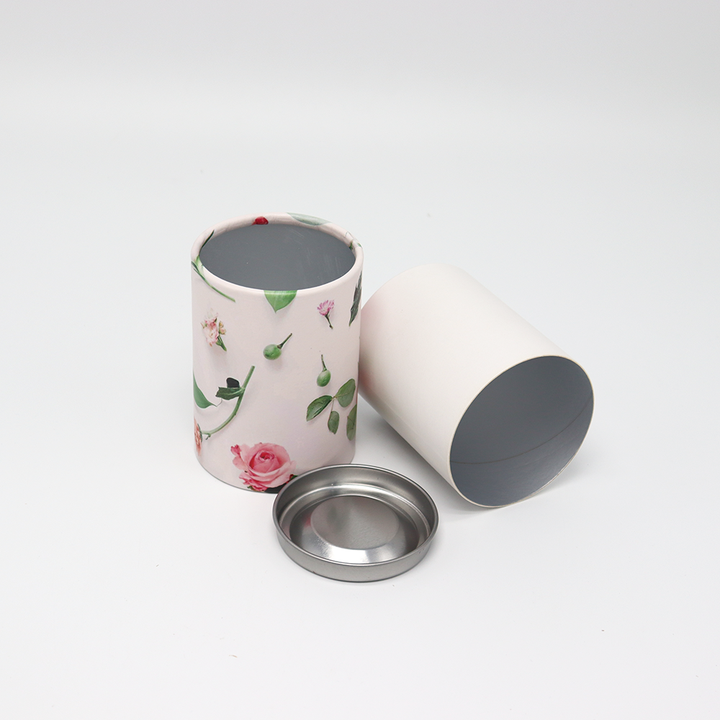 Boîte faite sur commande écologique de cylindre de carton de catégorie comestible avec l'emballage de tube de papier de couverture en métal pour le thé de café de noix