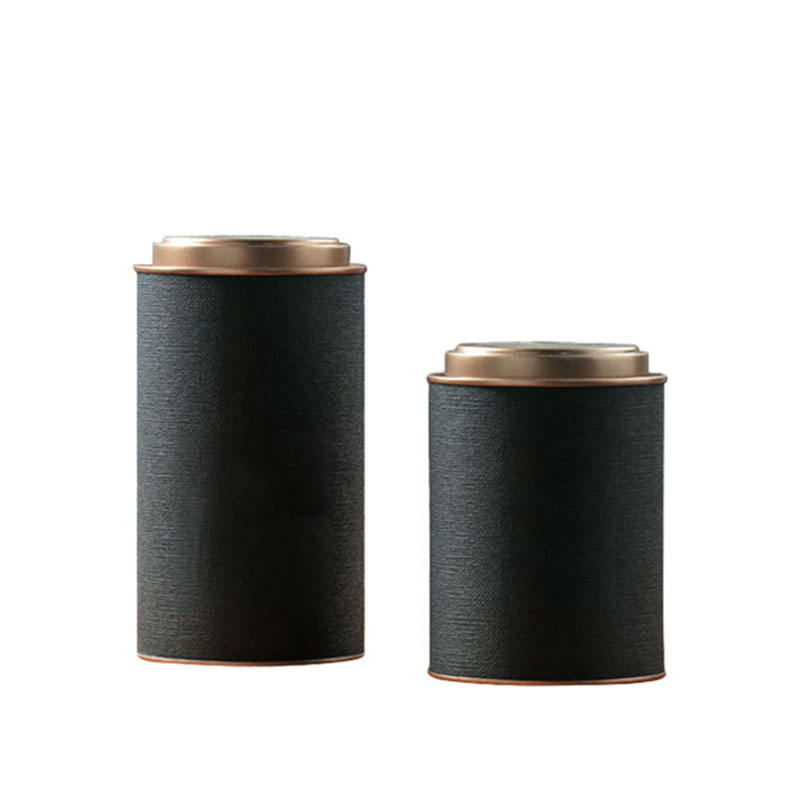 Boîtes à thé spéciales en papier noir de petite taille avec couvercles en fer