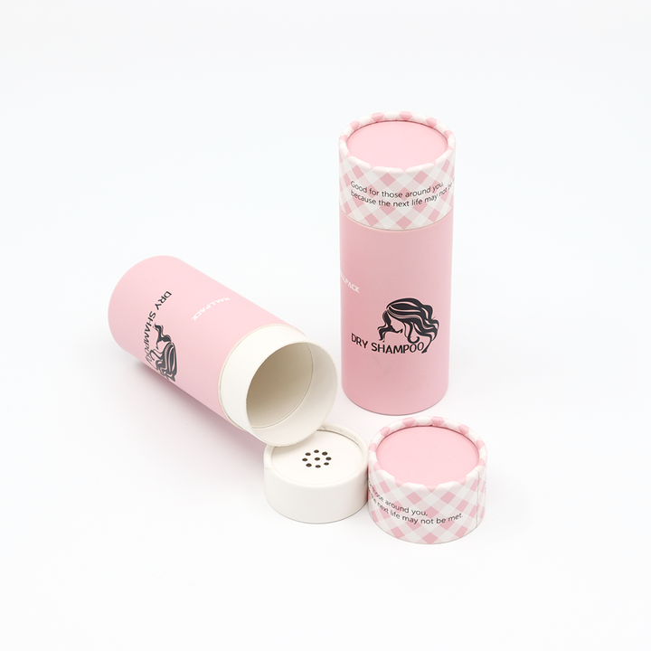 Carton de paquet de boîte de tube rond cosmétique fait sur commande de haute qualité emballé avec le dispositif trembleur de tamis pour le shampooing sec de poudre libre