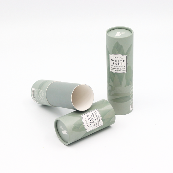 Emballage fait sur commande écologique de tube de papier de boîte de cylindre de carton d'emballage de beauté pour le bâton de tache de sauge de plante aromatique