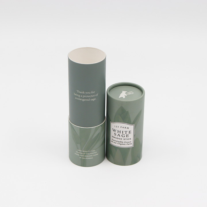 Emballage fait sur commande écologique de tube de papier de boîte de cylindre de carton d'emballage de beauté pour le bâton de tache de sauge de plante aromatique