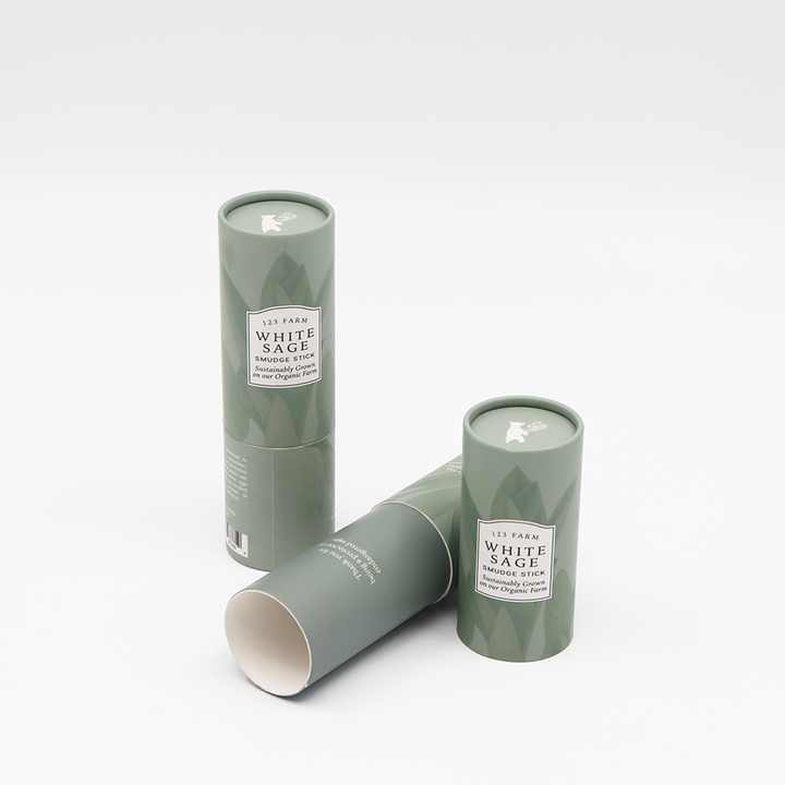 Emballage fait sur commande écologique de tube de papier de boîte de cylindre de carton d'emballage de beauté pour le bâton de tache de sauge de plante aromatique
