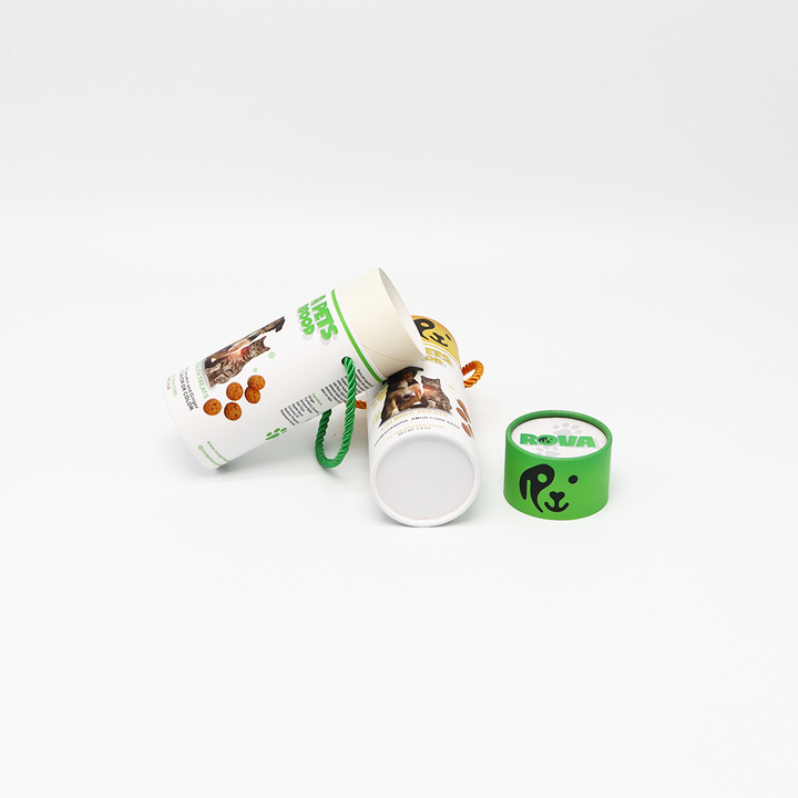 Emballage fait sur commande écologique de tube de papier de boîte de cylindre de carton d'emballage de catégorie comestible pour l'aliment pour animaux familiers