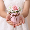 Petit ensemble de boîtes de roses en daim préservées, emballage en carton pour fleurs, personnalisé, forme ronde rigide, Mini cylindre de cadeau de fleur en papier