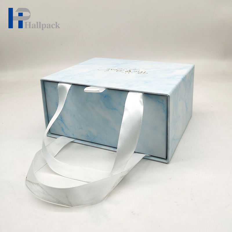 Boîte de papier bleue adaptée aux besoins du client de tiroir de boîte-cadeau d'emballage de papier de luxe