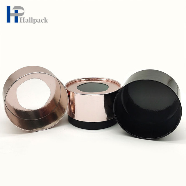Boîte ronde dorée pour paquet de bouteilles, Tube en papier de perçage biodégradable pour cosmétiques, emballage en papier cylindrique Eco Kraft personnalisé