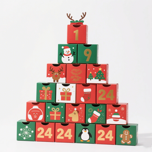 Biodégradable Custom Logo Christmas Avent Calendar Box Packaging