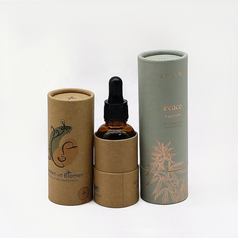 Emballage cosmétique biodégradable fait sur commande de tube de papier de boîte de cylindre de carton de luxe pour la bouteille de parfum d'huile essentielle