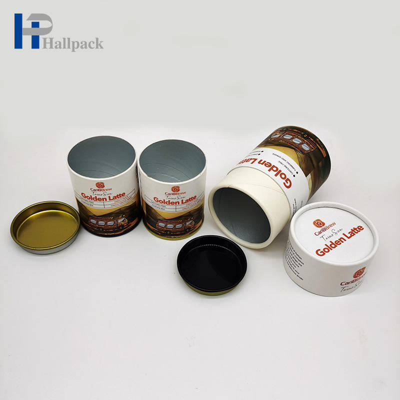 Boîte faite sur commande écologique de cylindre de carton de catégorie comestible avec l'emballage de tube de papier en métal pour le thé de café d'écrous