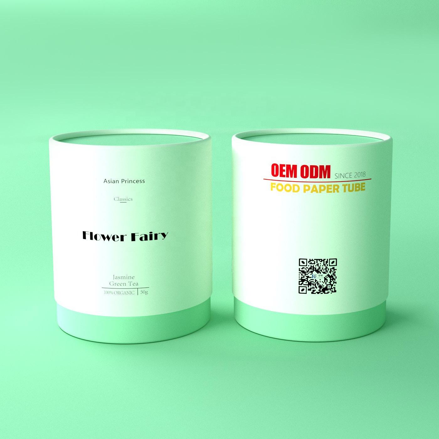 Impression personnalisée cylindre biodégradable papier alimentaire carton sachets de boîte à thé de qualité supérieure emballage de boîte de tube pour paquet de thé en vrac