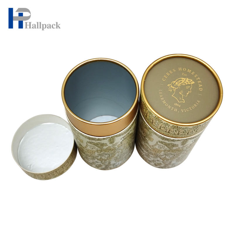 Emballage cylindrique en papier Kraft, blanc, personnalisé, écologique, café, thé, thé en vrac, thé, Tube rond, grande boîte d'emballage, 50g