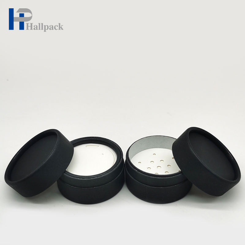 Tube d'emballage de papier de récipient de poudre libre cosmétique noir avec des Tubes imprimés faits sur commande d'emballage de Tube de papier de métier de tamis