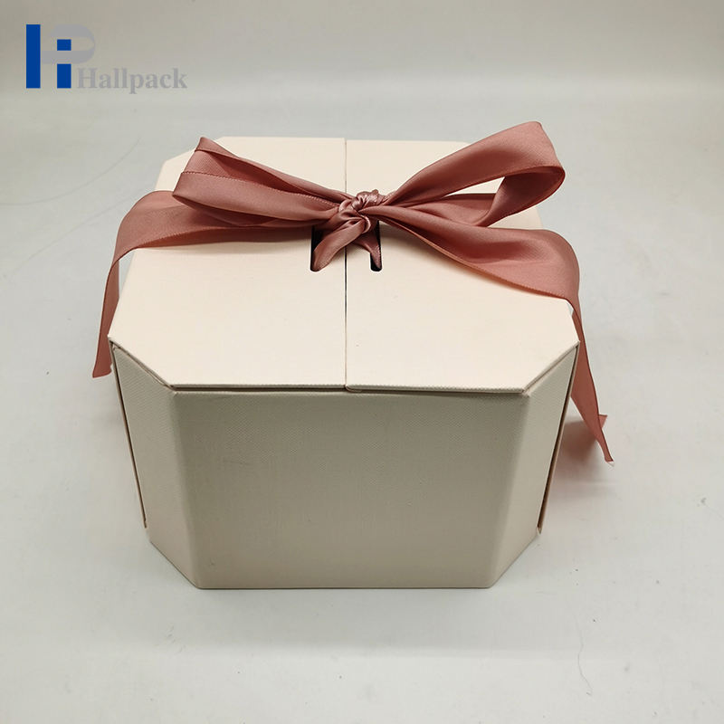 Boîte-cadeau écologique de haute qualité, boîte-cadeau à ruban rose
