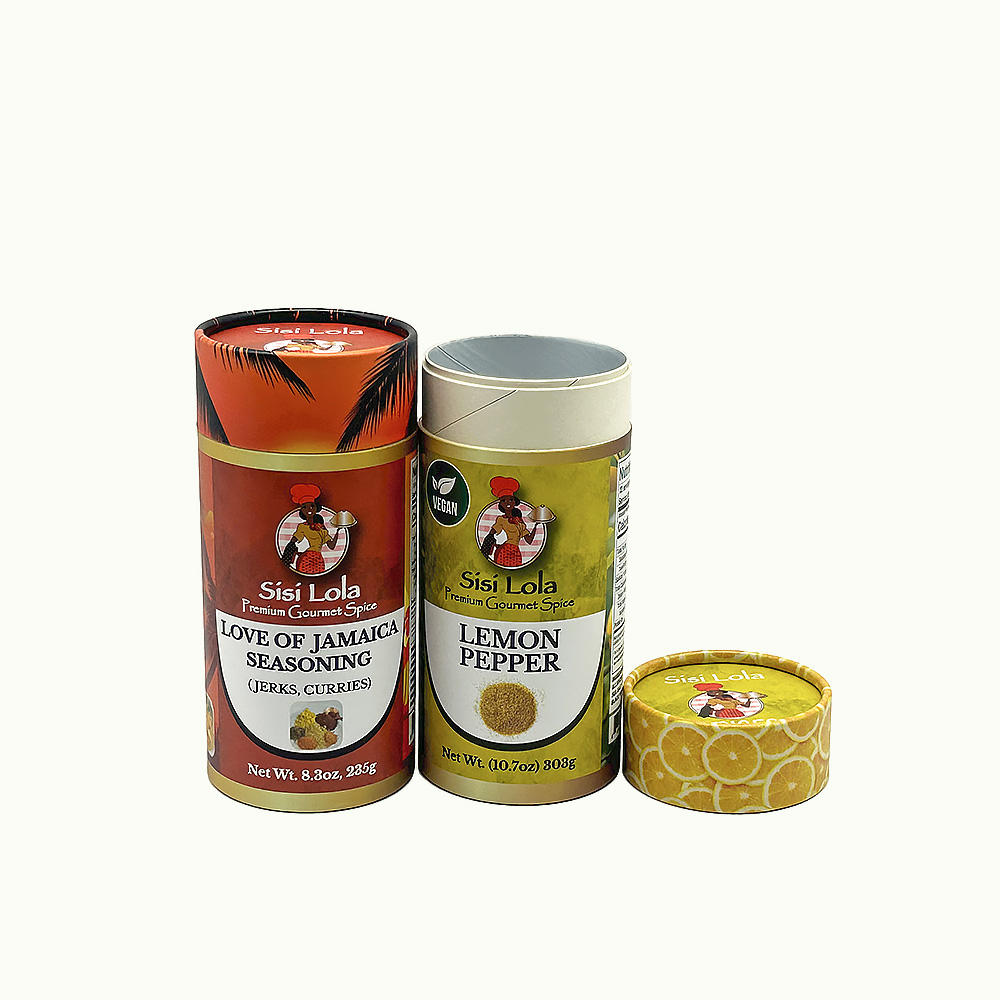 Boîte cylindrique en carton Kraft biodégradable, personnalisée, couvercle à déchirure facile de qualité alimentaire, Tubes en papier à 3 couches, emballage d'assaisonnement
