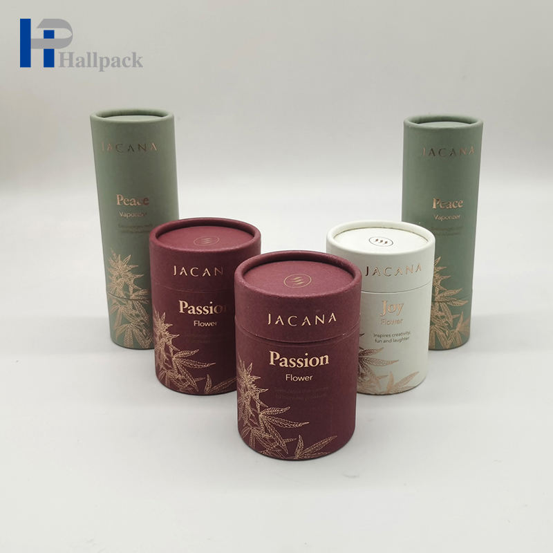 Tube de bougie en papier kraft recyclable écologique, emballage de boîte ronde en papier imprimé doré pour le thé