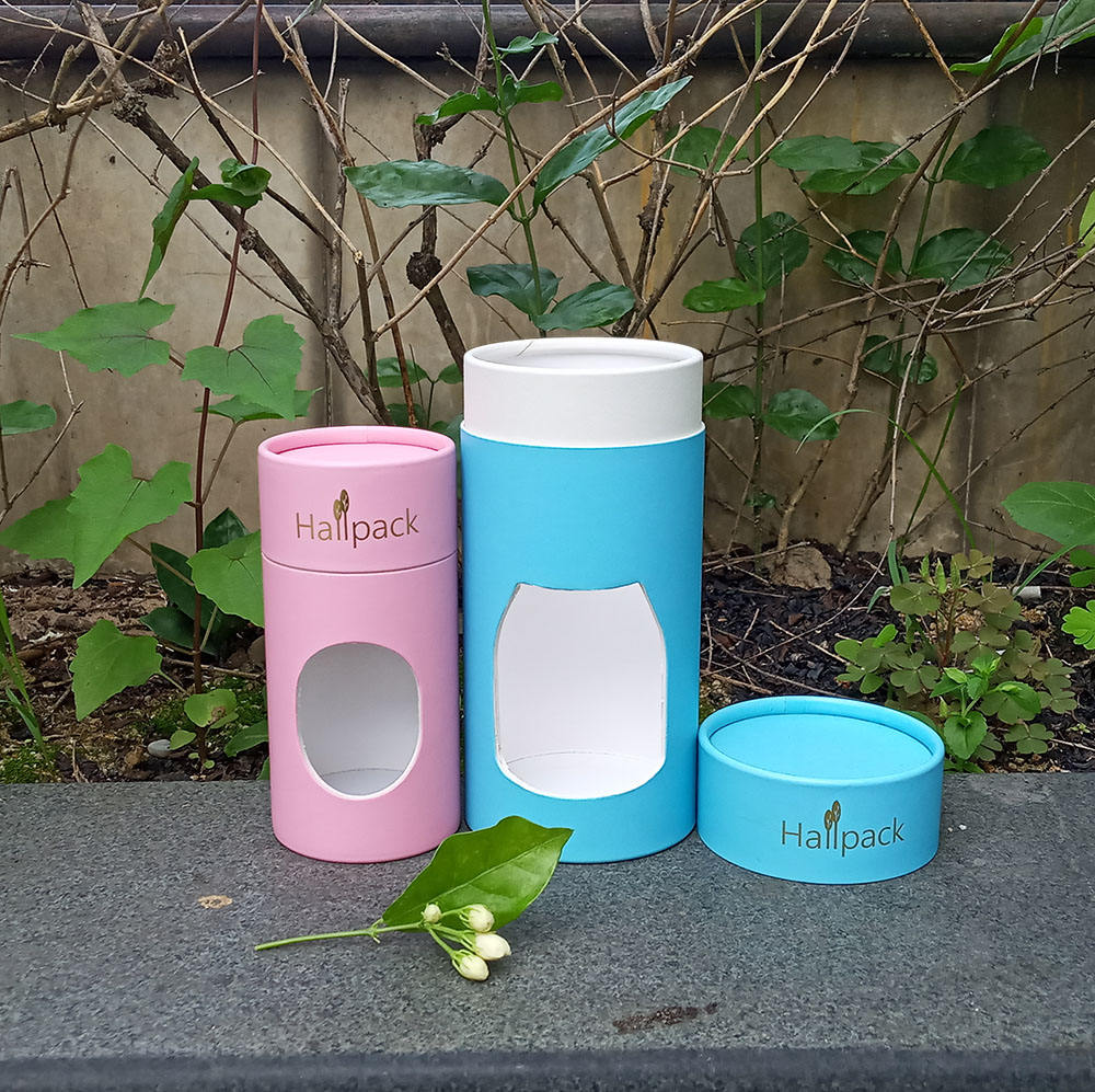 Tube de papier vide rond personnalisé, emballage de bougies en tissu Kraft biodégradable, boîtes de cylindre de fenêtre