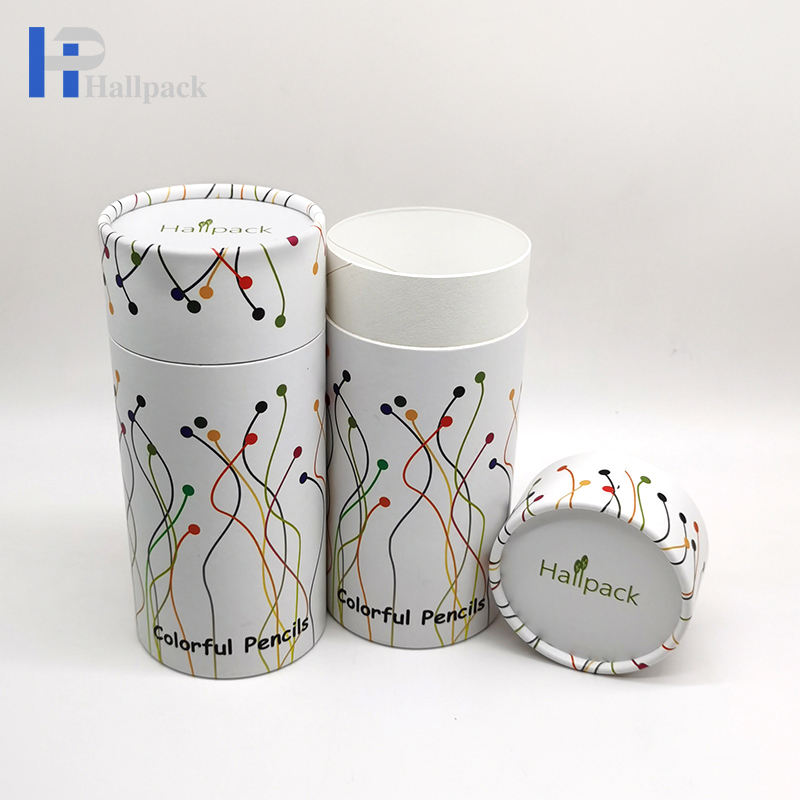 Boîte ronde créative imprimée par coutume biodégradable pour l'emballage bon marché de tubes de papier d'emballage de crayon