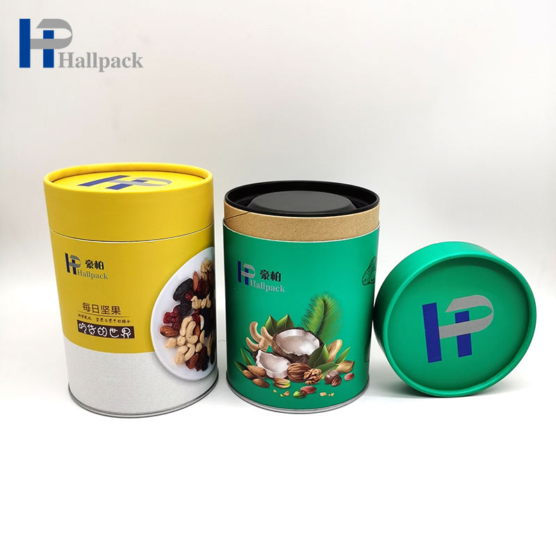Récipient rond en gros de tube de papier de carton de thé de couvercle en métal avec le logo fait sur commande