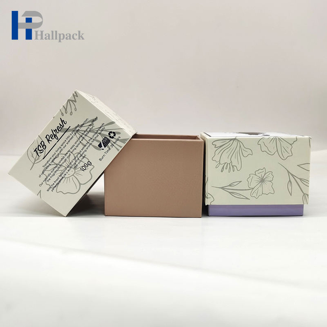 Emballage cadeau personnalisé, boîte à bougies en papier artisanal à couvercle plat carré