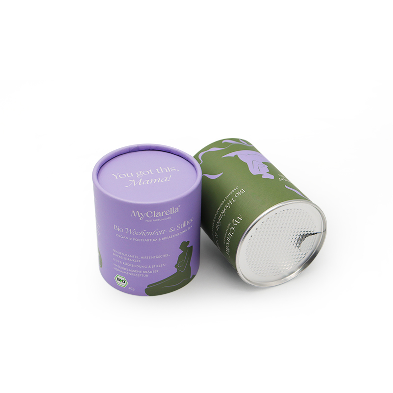 Emballage de tube en papier avec couvercles pour le thé de thé à thé de qualité alimentaire