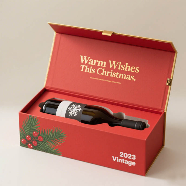 Matériel recyclable Carton Carton Cadeau de Noël Boîtes d'emballage de vin rouge