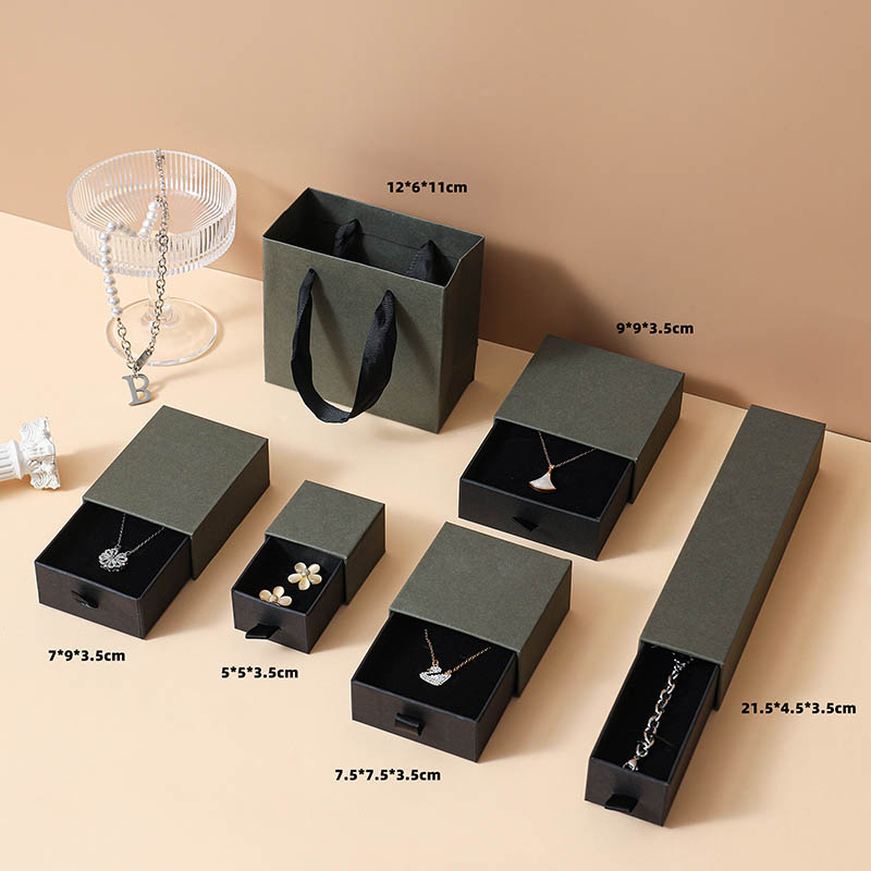 Boîtes bijoux de bijoux personnalisées biodégradables Emballages cadeaux avec tiroir pour boucles d'oreilles
