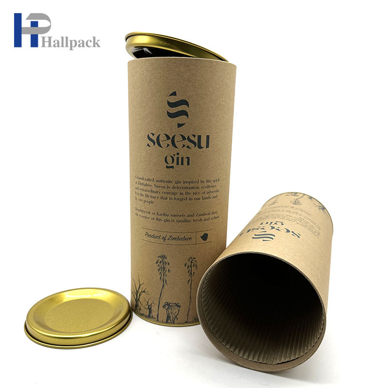 Boîte faite sur commande écologique de cylindre de carton de catégorie comestible avec l'emballage de tube de papier en métal pour le thé de café d'écrous