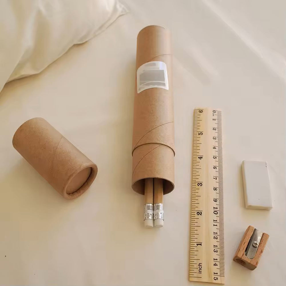 L'art fait sur commande écologique de papeterie fournit la boîte ronde de tube emballée par carton emballée pour peindre des crayons de couleur de stylo de colorant
