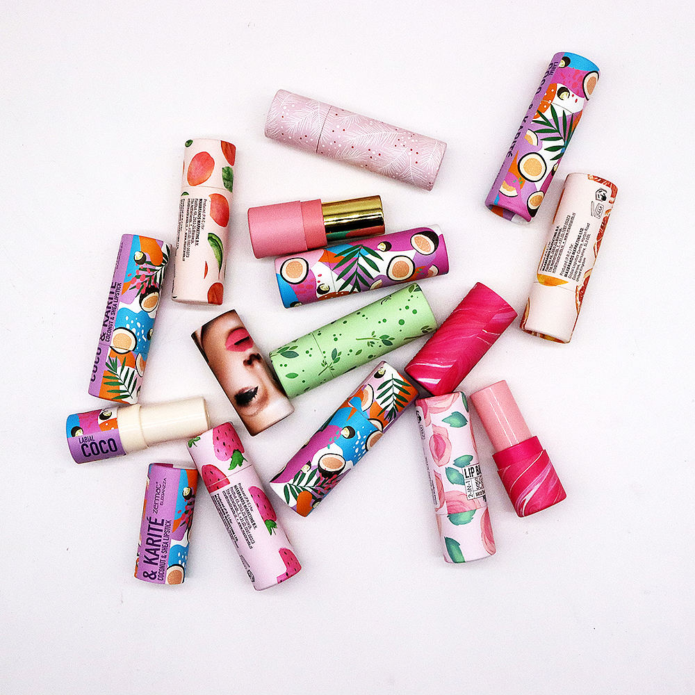 Tube de baume à lèvres rond personnalisé écologique, emballage cylindrique à la mode pour cosmétiques, Tubes en papier torsadés pour barre de Lotion