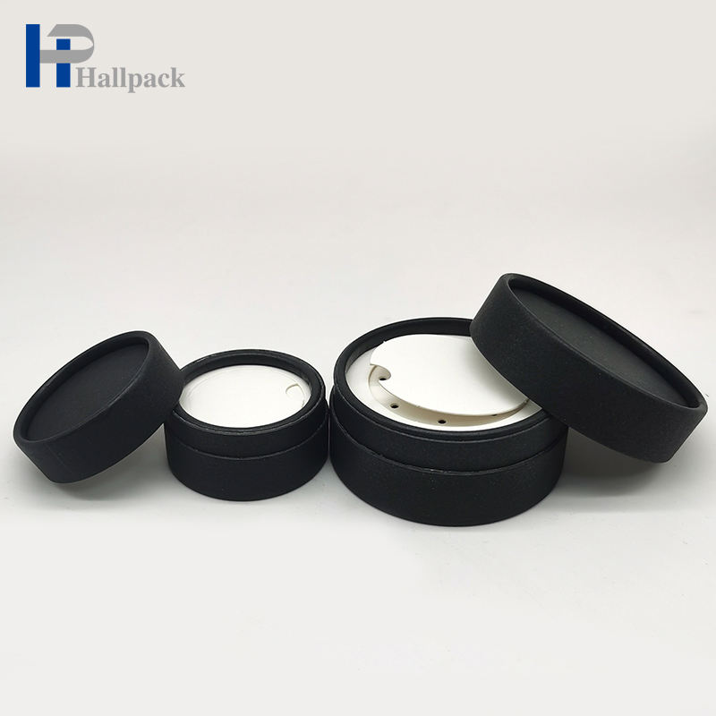 Tube d'emballage de papier de récipient de poudre libre cosmétique noir avec des Tubes imprimés faits sur commande d'emballage de Tube de papier de métier de tamis